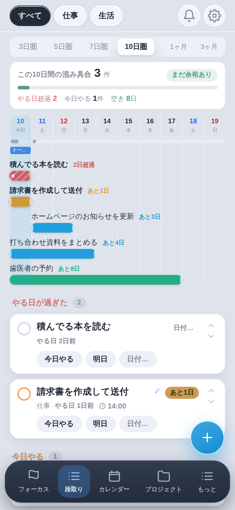 段取り画面:許容量メーターと短期ガント